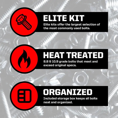 210 Piece Metric Motorcycle Bolt Kit For KTM Husqvarna Offroad Bikes With Hex Head Flange Bolts and organized storage