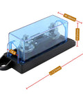 Heavy Duty 175 Amp Bolt Down Fuse Block With Mega Anl Auto Fuse showing dimensions and clear design for easy installation.
