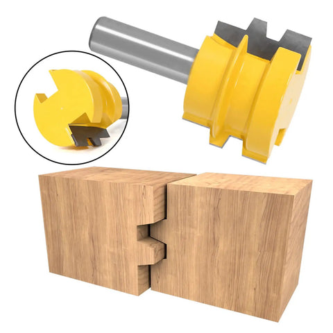 Premium Reversible 12mm And 12.7mm Shank Tenon Router Bit for smooth woodworking projects, shown on wooden joints.