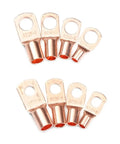 Solid Copper Lug Terminal Kit SC4-25 ring connectors, four copper crimp lugs for battery cables