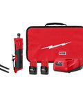 Top Shelf Cordless Straight Die Grinder Kit Fits Milwaukee M12 12V Power Tools includes grinder, two batteries, charger, and carry case.