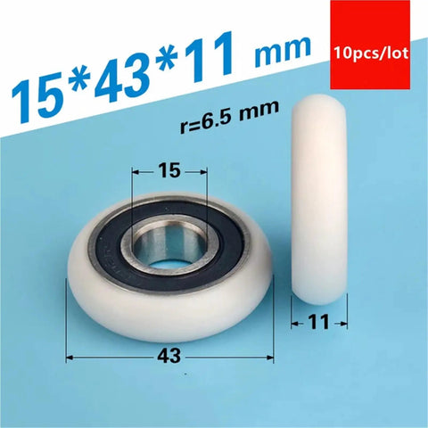 Super Dope 10 Pack Of Circular Arc Plastic Coated Bearings 6202RS with dimensions 15*43*11 mm, featuring a rust-resistant design.