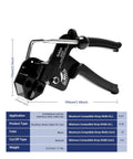 All Metal Zip Tie Gun With Cutter For Quick Cable Tie Tensioning One Handed Operation No Fuss Heavy Duty Tool with dimensions