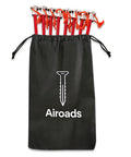 9 Inch Tent Stakes Set Lightweight Aluminum Alloy Ground Pegs For Outdoor Camping And Hiking, shown in storage bag