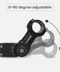 Adjustable 25.4mm Bike Stem 110mm, 0-60 Degree Tilt, CNC 6061 Aluminum MTB Stem displayed with tilt adjustment range.
