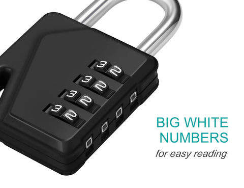 Close-up of Small Combo Padlocks For Gym And School Lockers Totally Foolproof Keyless Dials, featuring big white numbers for easy reading.