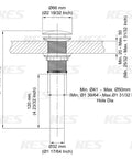 Technical drawing of the Matt Black Pop Up Sink Drain No Overflow All Metal Rustproof Brass And 304 Stainless Steel Durable Stopper