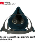 Interior view of Rugged Comfort Half Facepiece Reusable Respirator 6503 With Cool Flow Valve NIOSH Approved Silicone Face Seal.