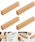 Slick Beech Wood Cabinet Pulls Set Of 4 With 96mm Hole Spacing Drawer Handles For Wardrobe Doors Lacquer Finish