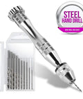 Killer Precision Steel Pin Vise Hand Drill Accompanied By Ten Mini Drill Bits Perfect For Resin Jewelry Crafting and Woodworking.