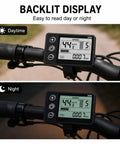 Backlit LCD Display Screen For E Bikes Fits Q20, H20, H26 Pro Electric Bicycles showing speedometer readout during day and night