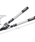 Double Ratcheting Bypass Loppers For Beefy Tree Trimming, Extendable 26 to 40 Inch Handles with 2.5 Inch Jaw Capacity