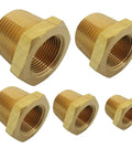 Brass Pipe Fitting Hex Bushing Set NPT Male To Female Adapters Kit 1/4x1/8 3/8x1/8 3/8x1/4 1/2x1/4 1/2x3/8 5 Pieces