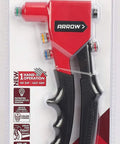 Heavy-Duty One-Handed Pop Rivet Gun For Quick Metal Fabric Leather And Auto Repairs, red and black ergonomic design.