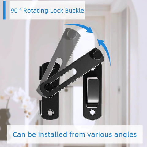 Beefy 4 Inch Heavy Duty Barn Door Lock Latch For Sliding Doors And Barn Gates Flip Safety Gate Latch shown with rotating buckle in matte black stainless steel
