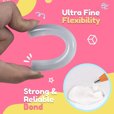 Person bending mini hot glue stick demonstrating flexibility Bulk Mini Hot Glue Sticks 200 Pack Four Inch Length 0.27 Inch Diameter
