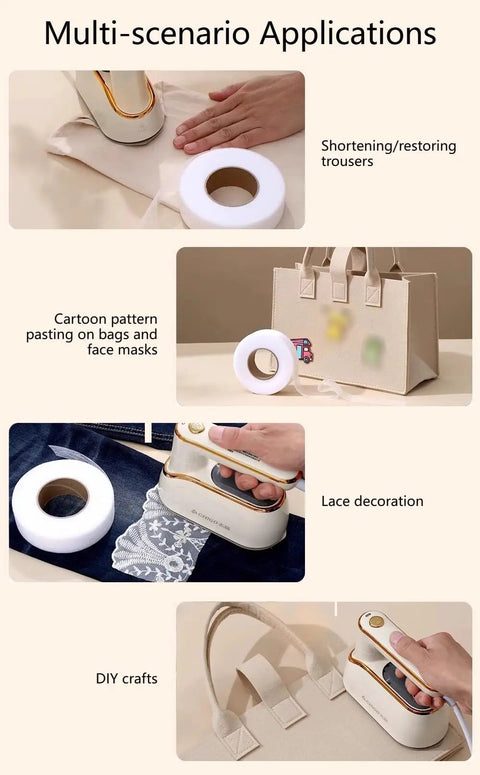 Multi-scenario uses of Easy No Sew Hemming Tape Fabric Adhesive DIY Friendly for quick hem fixes on pants jeans curtains dresses