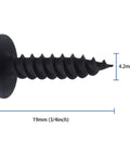 Side view of Size Eight Wood Screws Set, 140 Pieces, 3/4 Inch Modified Truss Head, Phillips Drive, Black Finish, Rust-Resistant Carbon Steel