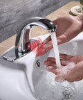 Hands Free Touchless Bathroom Sink Faucet with Motion Sensor Auto Water Flow Chrome Finish includes hole cover plate