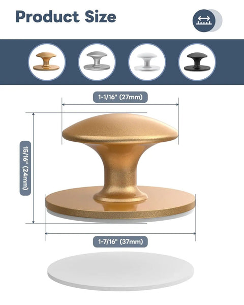 5 Pack Self Adhesive Cabinet Knobs No Drill Stick On Stainless Steel Handles Antique Gold For Kitchen Cabinets Wardrobes Dressers Cupboards Closets Easy Install No Tools Needed Durable product size chart