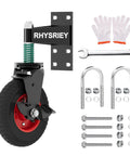 8 Inch Heavy Duty Gate Wheel With Brake For Wooden Gates And Metal Tube Gates, Spring Loaded 750Lbs Capacity