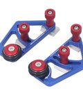 High Grade Woodworking Bearing Roller Feeder Pair Aluminum Alloy Table Saw Feeding Guide with red knobs and wheels.