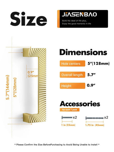 Five Pack Gold Cabinet Pulls 5 Inch Center To Center Brushed Brass Drawer Handles dimensions and accessories