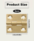 4 Pack 1 Inch Brass Butt Hinges For Wooden Boxes, size 2.5 x 2.2 cm, mini folding cabinet hinge with mounting screws