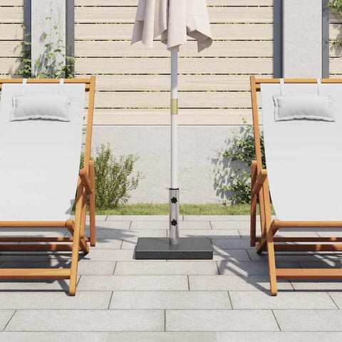 Granite Parasol Base For Square Shape Umbrellas Heavy Duty Patio Umbrella Stand by pool with deck chairs and white fence