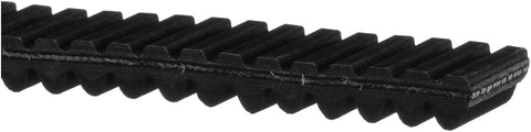 Close-up of G Force Workhorse CVT Belt 19G3218 showing toothed design and ethylene elastomer compound for durability and heat tolerance.