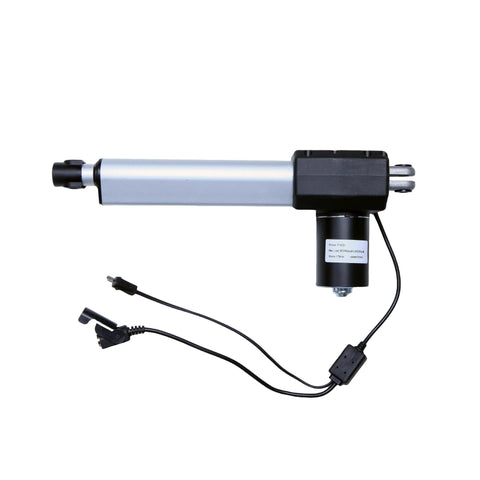Kariwust FY031 linear actuator for power recliner lift chairs, side view shows silver rod and black motor housing.