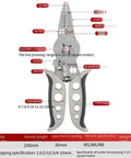 Professional Grade Electrical Wire Stripper And Crimping Pliers Combo Tool with ratcheting mechanism and TPR rubber grip.