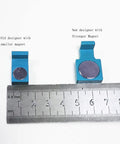 Comparison of old and new Four Pack Upgraded Beefy Magnetic Parallel Keepers with ruler for size reference.