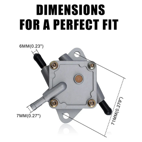 Golf Cart Fuel Pump For EZGO 295cc 350cc TXT And Medalist 4 Cycle Models 1994 Up dimensions shown