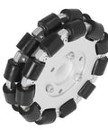 Omni wheel with aluminum hub and black polyurethane rollers, 127mm diameter for robot replacement parts