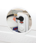 Dual 20Lb Propane Tank Cover For RV And Travel Trailer Heavy Duty White Plastic With Side Access Port