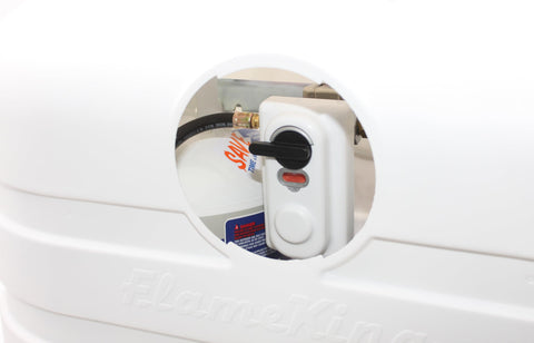 Dual 20Lb Propane Tank Cover For RV And Travel Trailer Heavy Duty White Plastic With Side Access Port