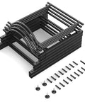 Components of Five Gallon Water Jug Holder Rack Built to Last Heavy Duty Steel 4 Tier Storage Organizer, unassembled black parts