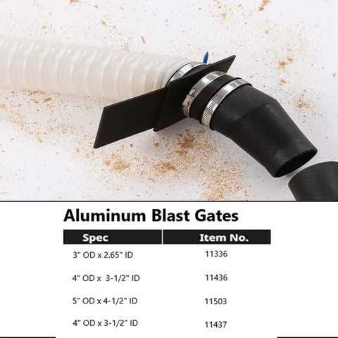 Big Horn 4-inch aluminum blast gate for vacuum/dust collector with hose adapter and clamps