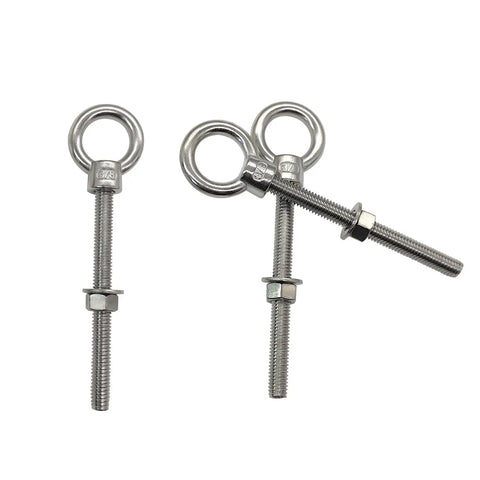 Heavy Duty Marine Grade Eyebolts One Quarter Inch By Four Inch Threaded Shoulder Eyebolts In 304 Stainless Steel With Washers And Nuts