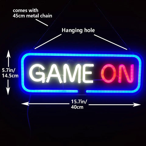 Blue Neon Gaming Sign Dimmable USB Powered Wall Decor for Game Room Bedroom and Man Cave Bright LED Neon Light Gift
