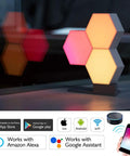 Hexagonal DIY night lamp from 11Pack WiFi Smart LED Light Kit For DIY Night Lamp With Voice Control, 16 Million Colors, 70 Effects