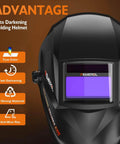 Auto darkening welding helmet with LED display for use with 3 In 1 MIG Welder With Flux Core Lift TIG And Stick Welding 140A