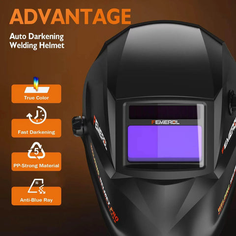 Auto darkening welding helmet with LED display for use with 3 In 1 MIG Welder With Flux Core Lift TIG And Stick Welding 140A