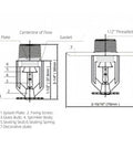 Rock Solid Pendent Fire Sprinkler Head In Polished Chrome Finish For Automatic Systems FM Approved UL Listed dimensions diagram.