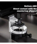 58mm Espresso WDT Distribution Tool With Twelve Sleek Needles And Fully Adjustable Depth, ABS base, close-up view on countertop.