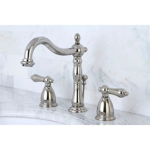Heritage 8 Inch Widespread Lavatory Faucet With Brass Pop Up Dope Matte Black Finish For Modern Bathrooms