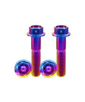 Premium Grade Titanium Flanged Hex Head Bolts M10 X125 Pitch X73mm Beefy Disc Brake Caliper Bracket Screws Pack Of Four in shiny colors.