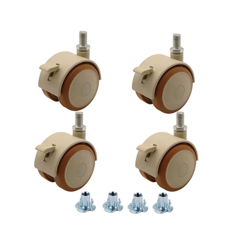 Threaded Stem Swivel Furniture Casters with Brakes for Easy Replacement 360 degree smooth rolling on quiet rubber wheels M6 size