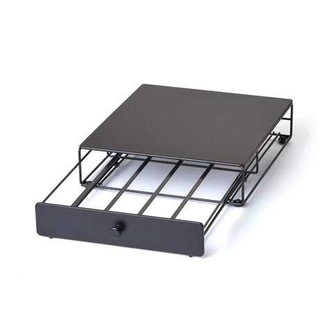 Under Coffee Pot Storage Sliding Drawer Space Saver For K Cup Pods, Black, 30 Pod Capacity, Non Rolling, Compact Counter Organizer For Home Kitchen Fits Most K Cup Pods, Keeps Counters Clean, Easy Slide, Non Slip Base, Black Finish
